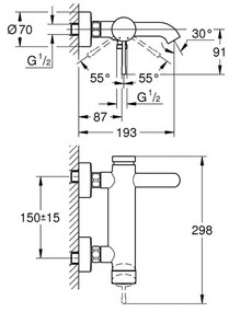 Baterie cada - dus Grohe Essence antracit periat Hard Graphite