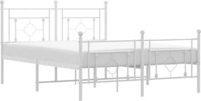 vidaXL Cadru de pat metalic cu tăblie, alb, 140x200 cm