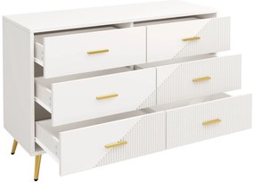 Comodă de sufragerie cu 6 sertare spațioase, Alb | Aosom Romania