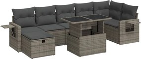 vidaXL Set canapele de grădină cu perne, 8 piese, gri, poliratan
