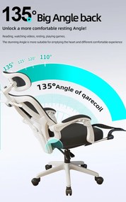 RESIGILAT- Scaun ergonomic cu suport lombar 4D, tetieră reglabilă 4D, pivotant 360°, suport pentru picioare, Negru