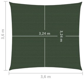 Panza parasolar, verde inchis, 3,6x3,6 m, 160 g   m  , HDPE Morkegronn, 3.6 x 3.6 m