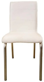 SCAUN ALB, SEZUT TAPITAT PIELE ECOLOGICA, CADRU METALIC