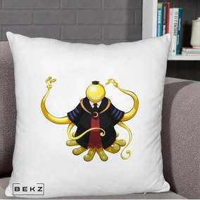 Perna Personalizata Assassination Classroom Koro-sensei, 40x40 cm, Alb Pufos, Husa Detasabila, Perna Inclusa, BEKZ®