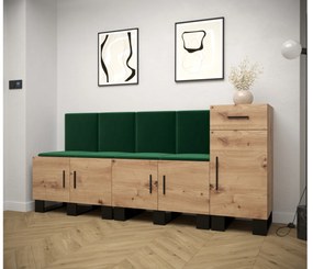 Set mobilier pentru hol Amanda 17 (Stejar artisan + verde). 1086007