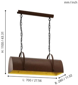 Eglo 49687 - Lustră pe lanț DEERHURST 2xE27/60W/230V