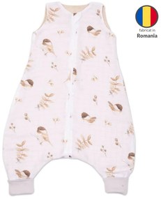 Sac de dormit cu picioare de vara din muselina 6-18 luni Kidizi Birdy, 0.5 tog