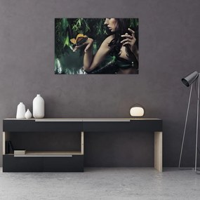 Tablou - Femeia grațioasă cu fluture (90x60 cm)