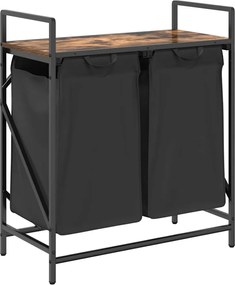 vidaXL Coș de rufe 2 compartimente cu raft stejar fumuriu