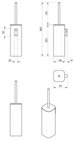 Perie de WC negru-mat de montat pe perete Gedy Flori – Sapho