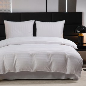 Lenjerie de pat hoteliera din microfibra JASMINE alba - dunga 2 cm Dimensiune lenjerie de pat: 70 x 90 cm | 140 x 200 cm