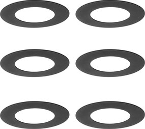 Set de 6 inele distanțiere negre pentru spoturi încastrate 7.5 - 13 cm - Spacer