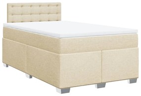 vidaXL Pat continental cu saltea, crem, 120x190 cm, textil