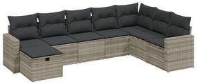 3263588 vidaXL Set mobilier de grădină cu perne, 8 piese gri deschis poliratan