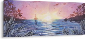 Tablou - Apus de soare deasupra apei, aquarelă (120x50 cm)