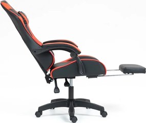 RESIGILAT- Scaun gaming, masaj în perna lombară, suport picioare, piele PU, Negru/Rosu