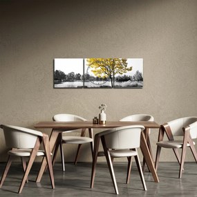 Tablou - relaxare în parc (cu ceas) (90x30 cm)