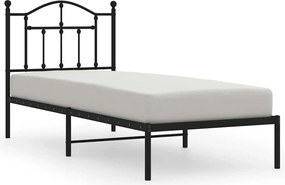 vidaXL Cadru de pat metalic cu tăblie, negru, 90x190 cm