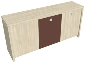 Dulap mic Verno 188 x 46 x 90 cm, uși combinate, salcâm / maro