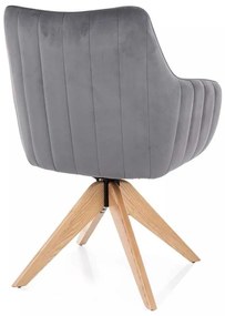 Scaun de bucătărie Azalia D Velvet, gri / stejar