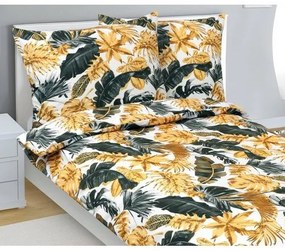 Lenjerie de pat din bumbac Bellatex Palm leavesgold , 140 x 200 cm, 70 x 90 cm