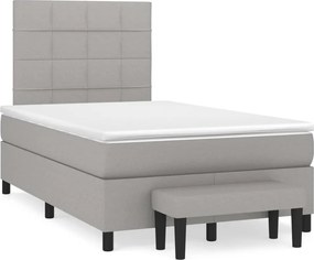 vidaXL Pat continental cu saltea, gri deschis, 120x200 cm, textil