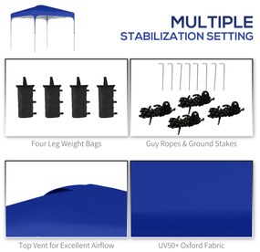 Outsunny Cort cu Baldachin Pop-Up cu Geantă de Transport, Corturi pentru Petreceri în Exterior, 253x253x268 cm, Albastru | Aosom Romania