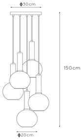 Lustră pe cablu Lucide 45402/15/30 MARIUS 5xE27/40W/230V negru