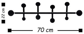 Cuier metalic Rod Negru 70x22 cm