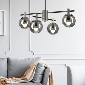 Lustră pe tijă LILOU 4xE14/5W/230V crom mat/fumuriu