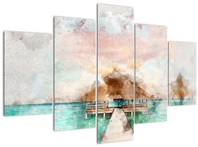 Tablou - Maldive, debarcader din lemn (150x105 cm)