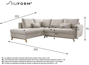 Colțar extensibil cu șezlong pe partea stângă Miuform Scandic Lagom L, turcoaz