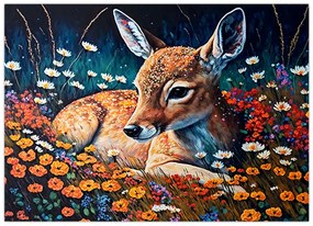 Tablou pe sticlă - Cerb pictat (70x50 cm)