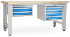 Masa atelier Stejar masiv-24, 180 cm, 2 cutii suspendate, stejar