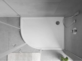 Mexen Flow cabină de duș semirotundă asimetrică slim dreapta 90 x 80 cm, alb lucios - 46Q108090R