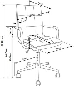 Scaun de birou Gonzo2 negru - H 98-110 cm