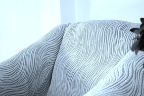 Set huse elastice pentru canapea 3 Locuri si 2 fotolii, cu volanas, model Jacquard Gri in dungi