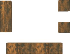 vidaXL Set dulapuri TV, 5 piese, stejar fumuriu, lemn prelucrat