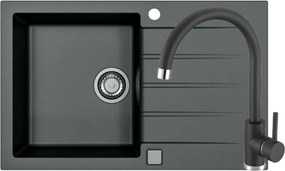 Set chiuveta bucatarie Alveus Cadit 20 negru 79x50 cm si baterie Kati monocomanda