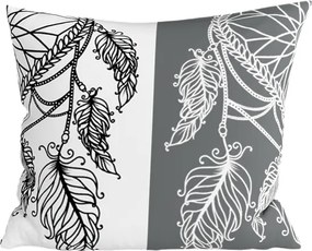 Husa de perna din bumbac TIRSO POLY 45x45 cm, gri-alb