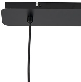 Lampă suspendată Japandi neagră cu abajur maro din material textil cu 2 lumini - Bida