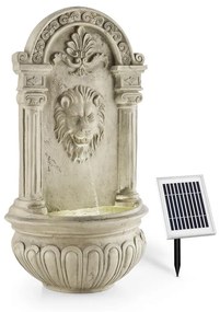 Blumfeldt Lowenstein, fântână de grădină ornamentală, fântănă de perete, 2W, LED-uri solare, aspect de piatră, polyresin