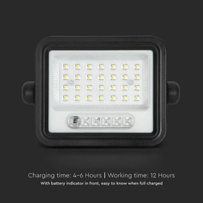 Proiector solar LED reglabil, 50W, 3,2V, IP65, 3800 mAh, negru, cu telecomandă