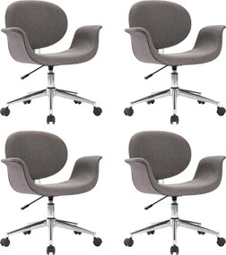 vidaXL Scaune de bucătărie pivotante, 4 buc., gri, textil