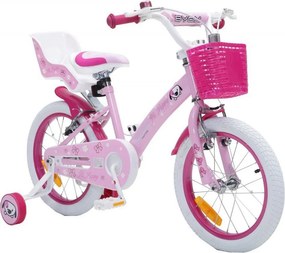 Bicicleta pentru copii NOVOKIDS Puppy, roti 12" inch, maxim 20 kg, cadru din otel, roti ajutatoare detasabile, ghidon reglabil pe inaltime, Roz