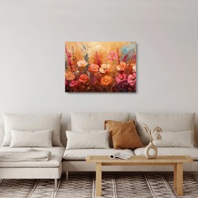 Tablou pe sticlă - Flori de pajiște, pictură (70x50 cm)