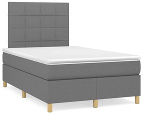vidaXL Pat box spring cu saltea, gri închis, 120x190 cm, textil