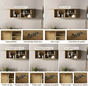 HOMCOM Dulap de Baie Suspendat cu Ușă Rabatabilă și Rafturi din Lemn, 80x25x30 cm, Natural | Aosom Romania