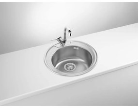 Chiuveta bucatarie inox rotunda cu orificiu pentru baterie crom satin Deante Twist SATIN