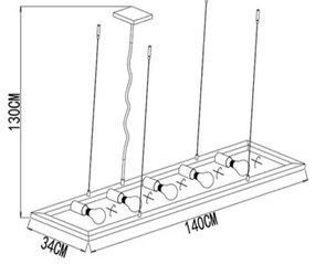 Lucide 73403/05/18 - Lustră pe cablu THOR 5xE27/60W/230V